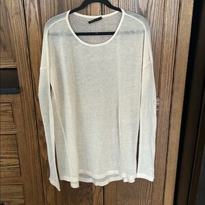 Donna Karan New York Ivory Cream Crewneck Cashmere Sweater Large